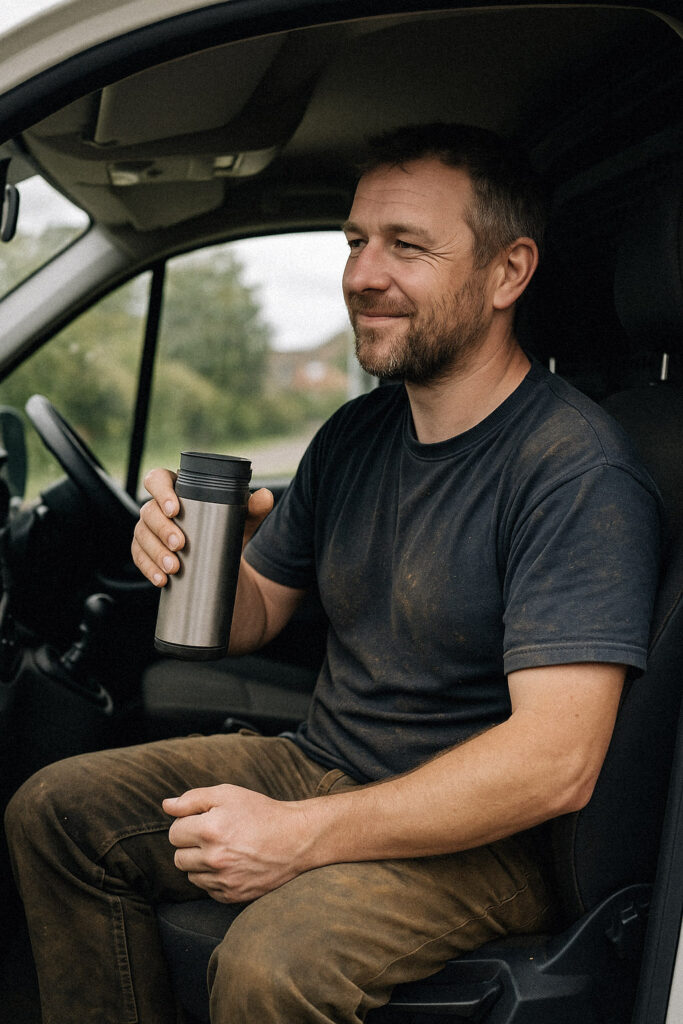 Tradesperson taking a short break during the workday