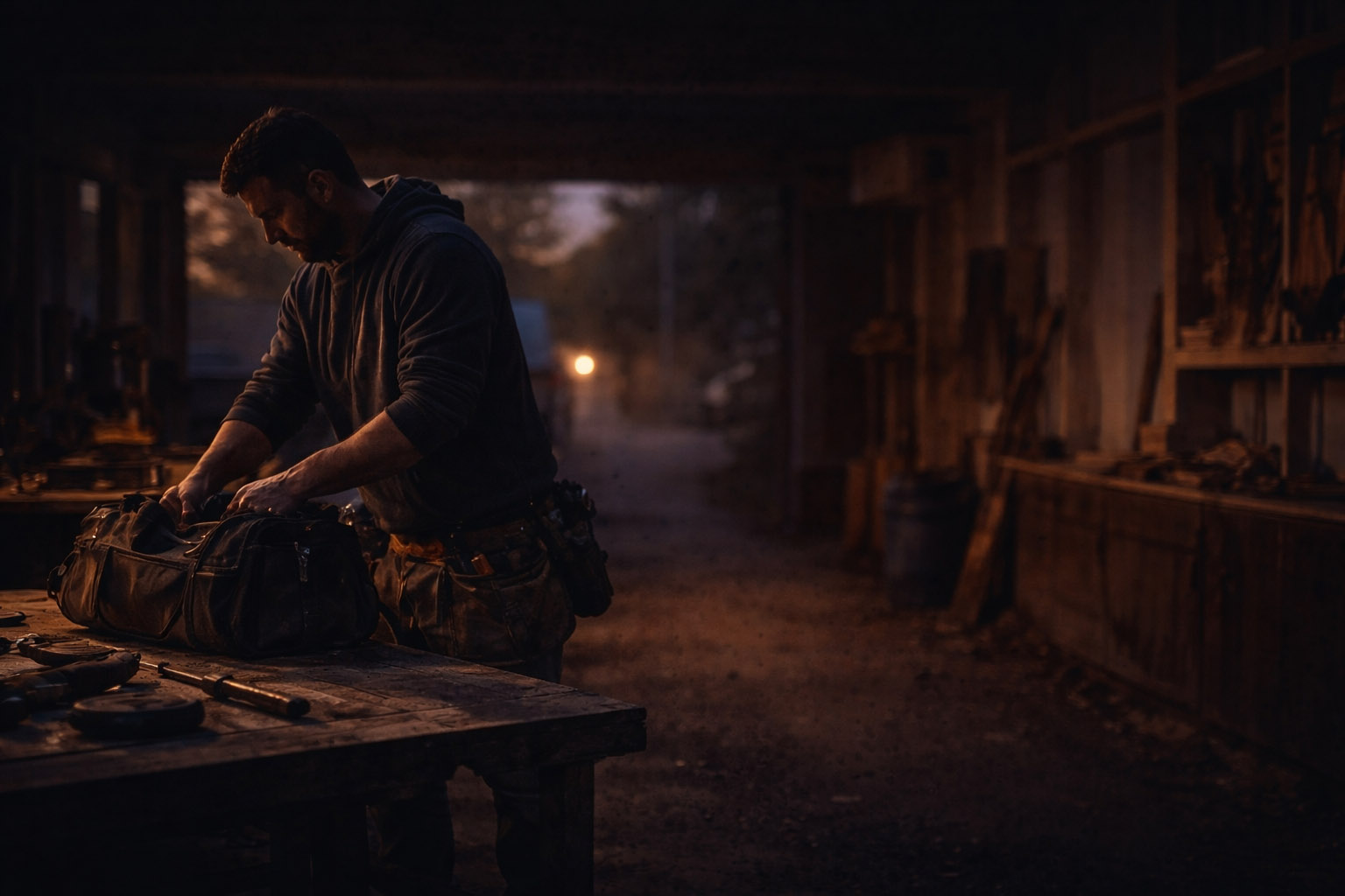 Tradesperson working on a job site