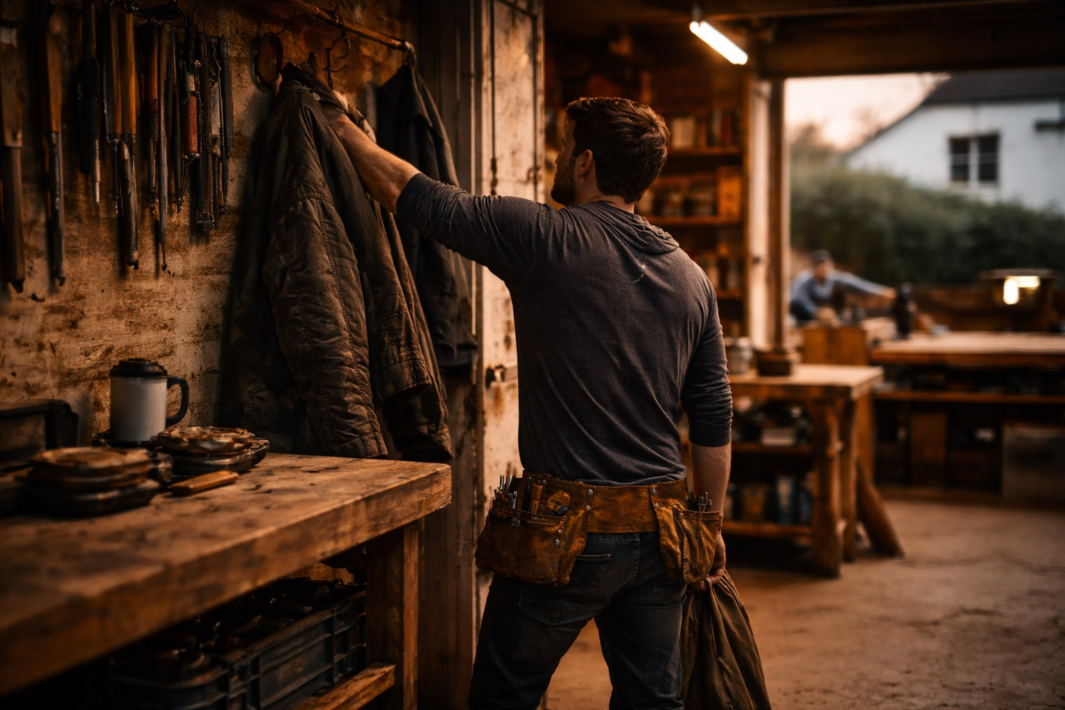 Tradesperson working inside a property